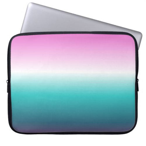 girly pink turquoise teal aqua ombre mermaid laptop sleeve