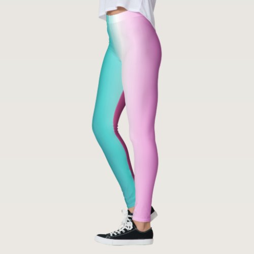 girly pink turquoise teal aqua ombre mermaid leggings