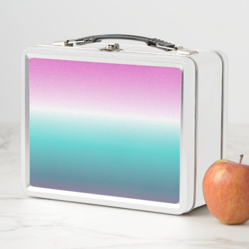 girly pink turquoise teal aqua ombre mermaid metal lunch box
