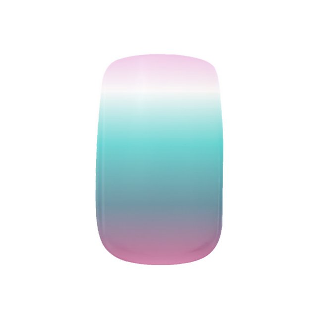 girly pink turquoise teal aqua ombre mermaid minx nail art (Left Thumb)