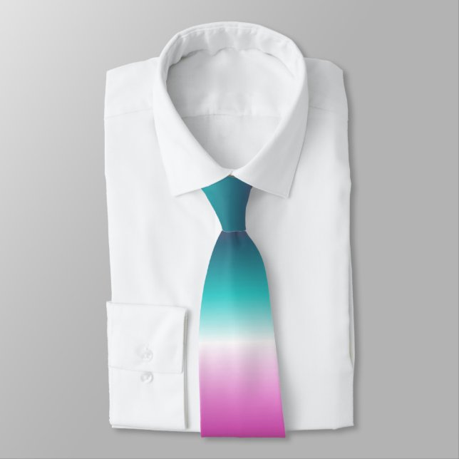 girly pink turquoise teal aqua ombre mermaid neck tie (Tied)