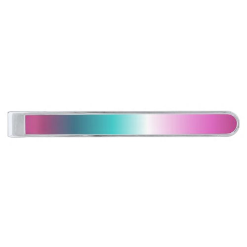 girly pink turquoise teal aqua ombre mermaid silver finish tie bar