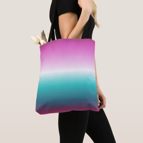 girly pink turquoise teal aqua ombre mermaid tote bag