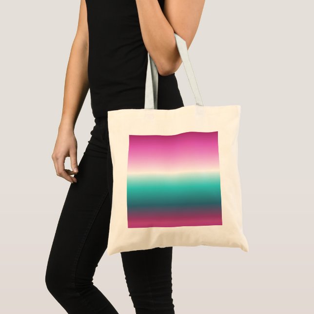 girly pink turquoise teal aqua ombre mermaid tote bag (Front (Product))