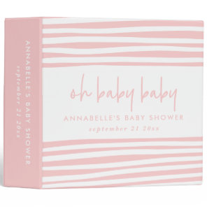 Girly pink twin baby shower typography modern 3 ring binder