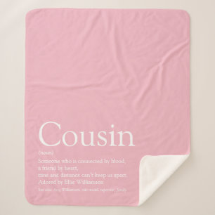 Girly Pink Typographic Fun Cool Cousin Quote Sherpa Blanket