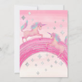 Girly Pink Unicorn Rainbow Watercolor Sweet 16 Invitation (Back)