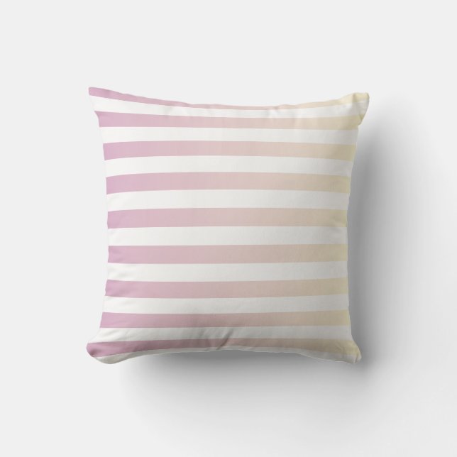 Girly Pink Vanilla Gradient Stripes Throw Pillow (Front)