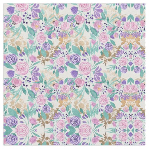 Pink and Purple flower. Floral in cute design with gold leafs