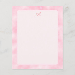 Girly Pink Watercolor Abstract Border Monogram
