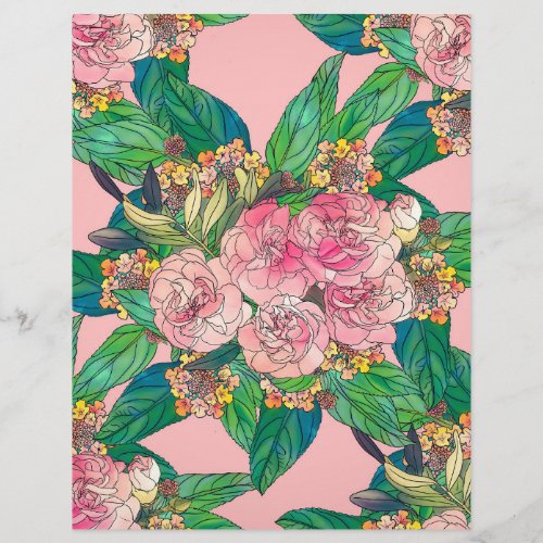 Girly Pink Watercolor Floral Hand Paint Letterhead