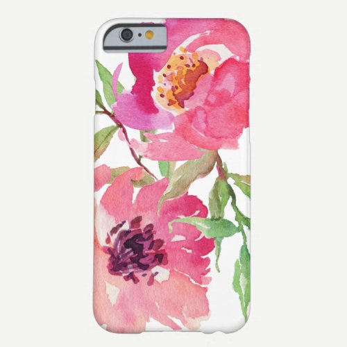 Girly Pink Watercolor Floral Pattern Barely There iPhone 6 Case