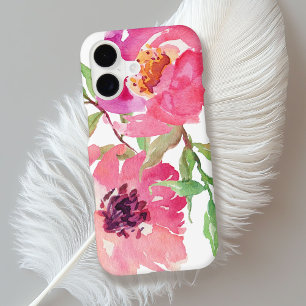 Girly Pink Watercolor Floral Pattern iPhone 17 Case