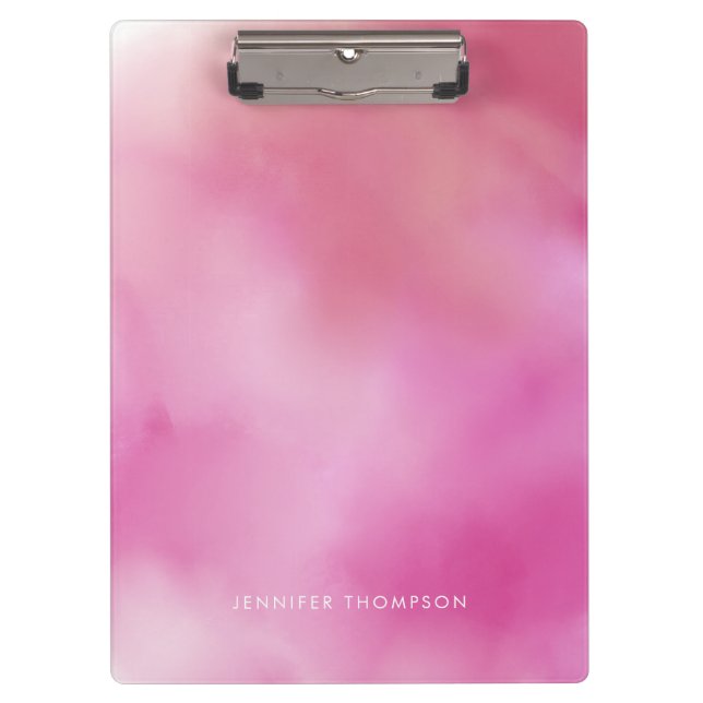 Girly Pink Watercolor Ombre Clipboard (Front)