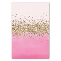 Girly Pink Watercolor Ombre Gold Glitter Glitz Tissue Paper