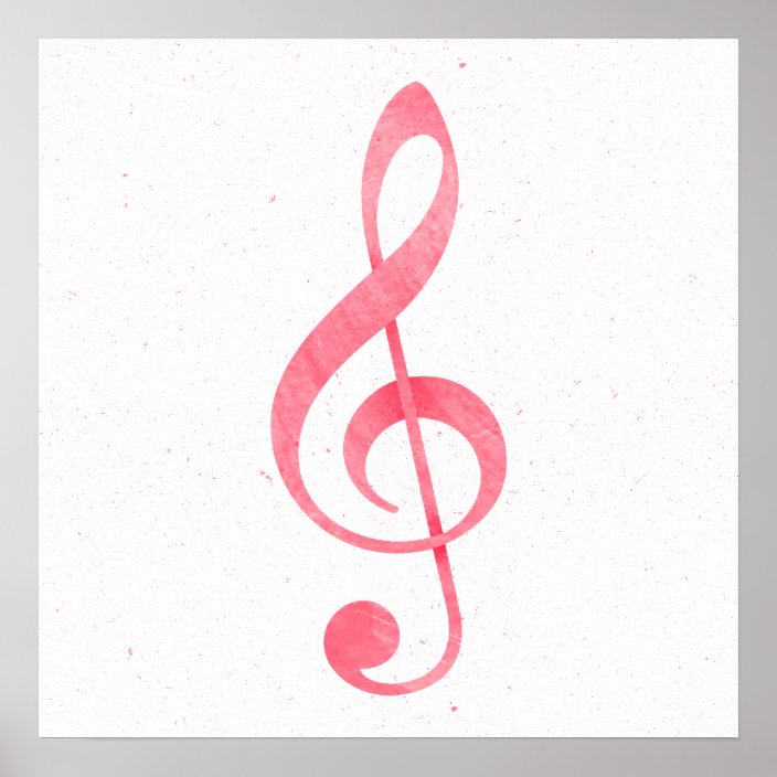 Girly Pink Watercolor Paint Music Note Treble Clef Poster Zazzle Com