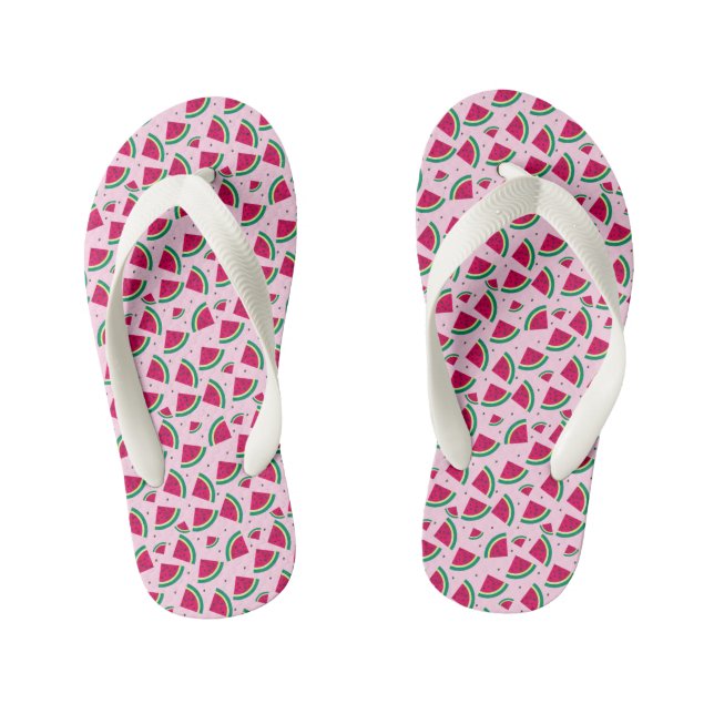  Girly Pink Watermelon Kid's Flip Flops (Footbed)