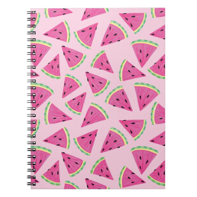 Girly Pink Watermelon Pattern Notebook (Front)