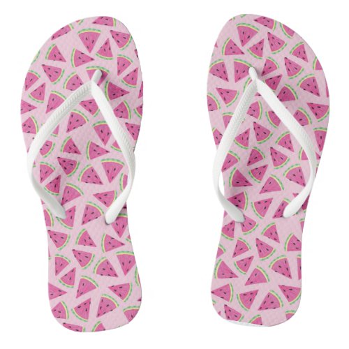 Girly Pink Watermelon Tropical Pattern Flip Flops