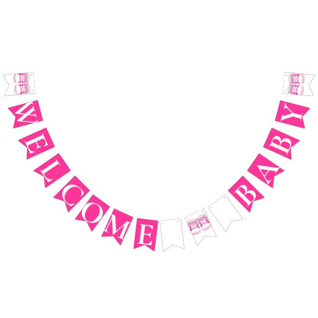 GIRLY PINK "Welcome Baby" BABY SHOWER Bunting Flags (All)