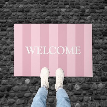 Girly Pink Welcome Mat by machomedesigns at Zazzle