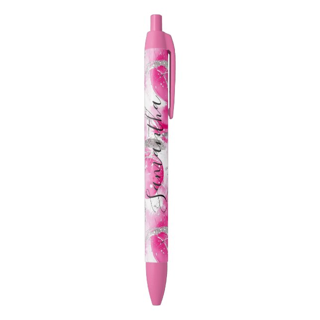 Girly Pink White Abstract Circles Pen (Bottom (Vertical))
