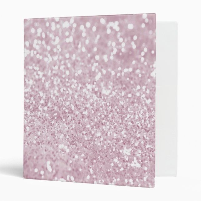 Girly Pink White Abstract Glitter Photo Print Binder (Front/Inside)