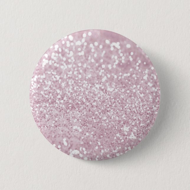 Girly Pink White Abstract Glitter Photo Print Button (Front)