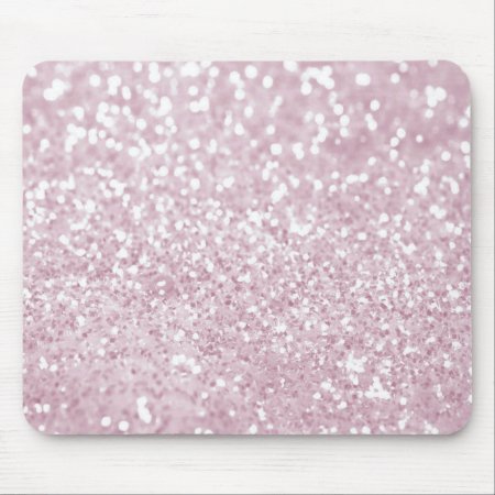Girly Pink White Abstract Glitter Photo Print Mouse Pad