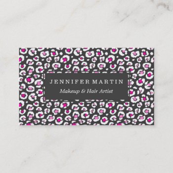 Girly Pink White And Black Leopard Print Business Card by ChicPink at Zazzle