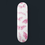 Girly Pink White Butterflies Watercolor Pattern Skateboard<br><div class="desc">This artsy and modern design depicts white hand-drawn illustrated butterflies filled with hand-painted berry pink watercolor paint on top of a simple white background. It's cute, pretty, artistic, girly, and original. Stylize with this hand-painted and hand-drawn design done by the artist of La Femme, Rachel Matheney. ***IMPORTANT DESIGN NOTE: For...</div>