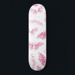 Girly Pink White Butterflies Watercolor Pattern Skateboard<br><div class="desc">This artsy and modern design depicts white hand-drawn illustrated butterflies filled with hand-painted berry pink watercolor paint on top of a simple white background. It's cute, pretty, artistic, girly, and original. Stylize with this hand-painted and hand-drawn design done by the artist of La Femme, Rachel Matheney. ***IMPORTANT DESIGN NOTE: For...</div>