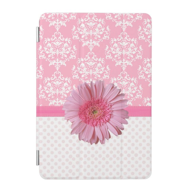 Girly Pink & White Damask  iPad Mini Cover (Front)