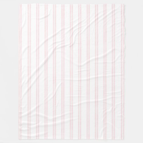 Girly Pink White Double Stripes Fleece Blanket