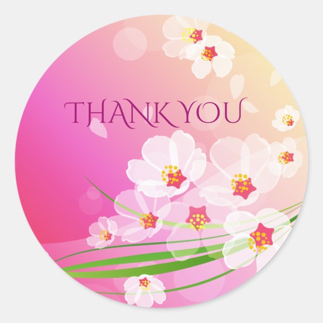 Girly Pink White Floral Collage Classic Round Sticker (Front)