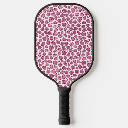 Girly Pink White Glam Glitter Leopard Print   Pickleball Paddle