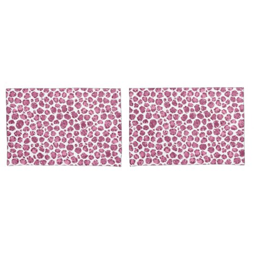 Girly Pink White Glam Glitter Leopard Print   Pillow Case