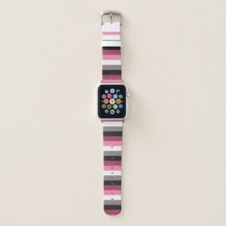Girly Pink White Grey Black Stripes