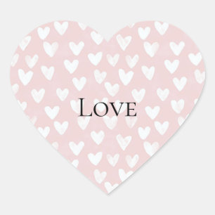 Girly Pink White Hearts Heart Sticker