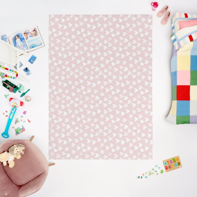 Girly Pink White Hearts   Rug (Insitu (Babyroom))