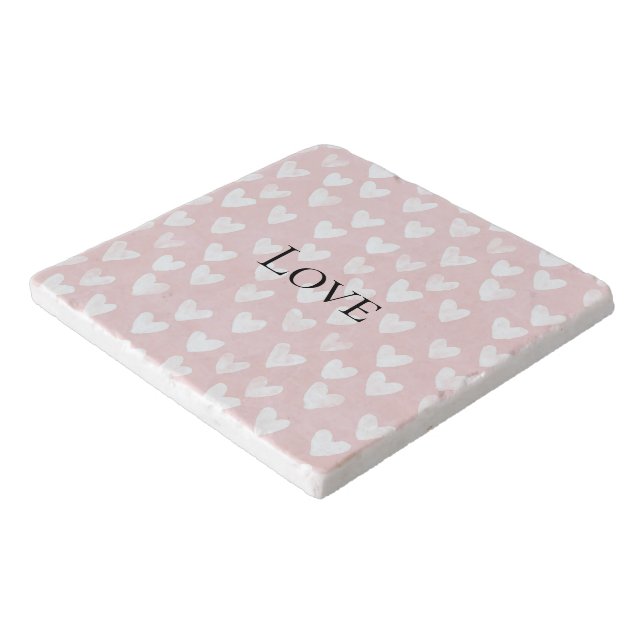 Girly Pink White Hearts   Trivet (Corner)