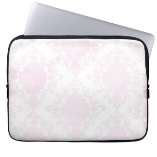 Girly Pink White Lace Vintage Damask Pattern Laptop Sleeve
