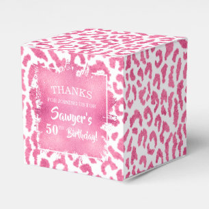 Girly Pink White Leopard Favor Boxes