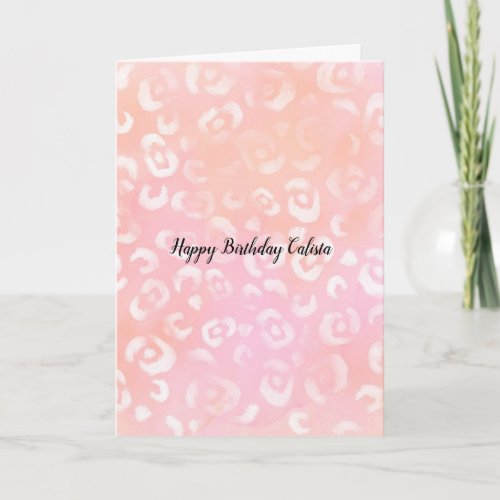 Girly Pink White Leopard Print Card