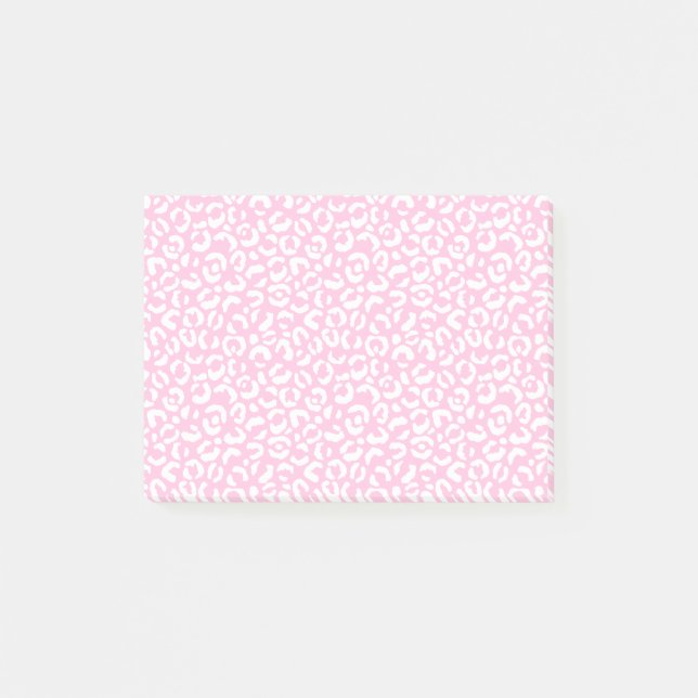 Girly Pink White Leopard Print Post-it Notes (Front)
