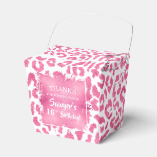 Girly Pink White Leopard Spots Favor Boxes