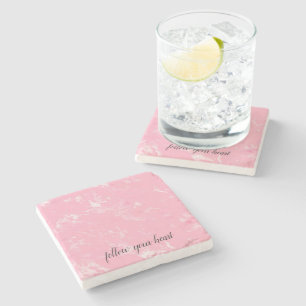 Girly Pink White Marble Stone Coaster