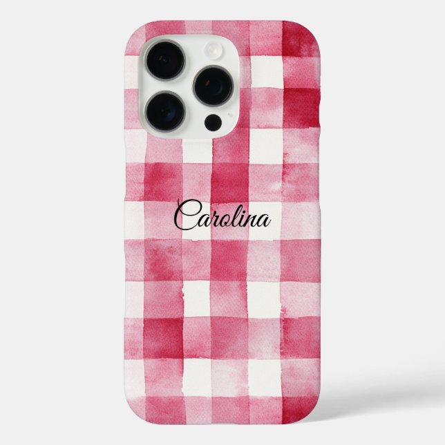 Girly Pink White Plaid Stripes Case-Mate iPhone Case (Back)