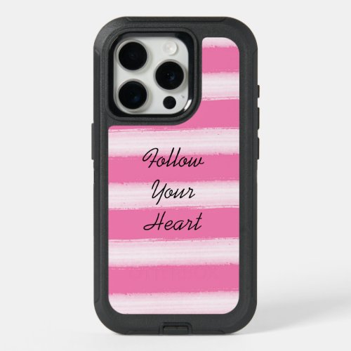 Girly Pink White Stripes  iPhone 15 Pro Case