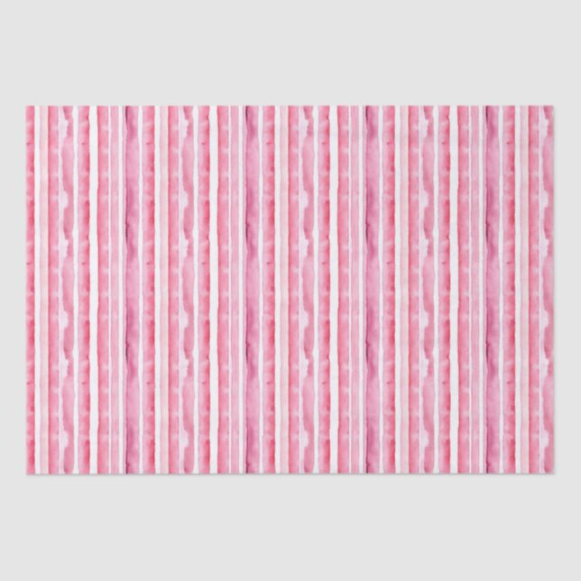 Girly Pink White Stripes Tissue Paper (Front)